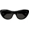 Bottega Veneta 53mm Cat Eye Sunglasses In Black/gray Solid