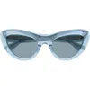 Bottega Veneta 53mm Cat Eye Sunglasses In 003 Light Blue Light Blue