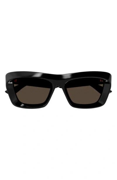 Bottega Veneta 53mm Rectangular Sunglasses In Black