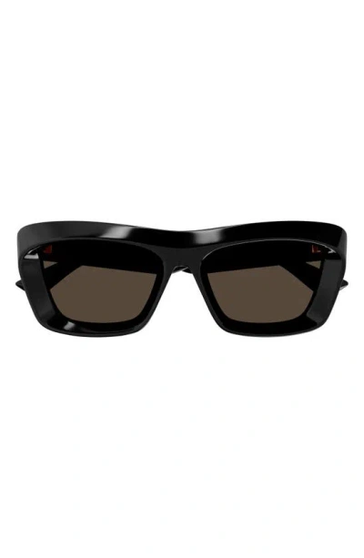 Bottega Veneta Beveled Acetate Rectangle Sunglasses In Black