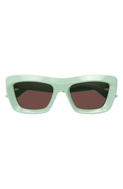 Bottega Veneta 53mm Rectangular Sunglasses In Green