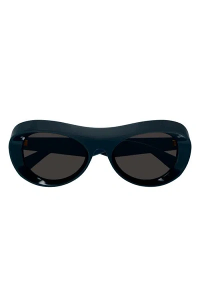 Bottega Veneta Beveled Acetate Oval Sunglasses In Blue