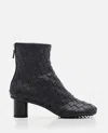 Bottega Veneta Dark Brown Leather Atomic Ankle Boots In Black