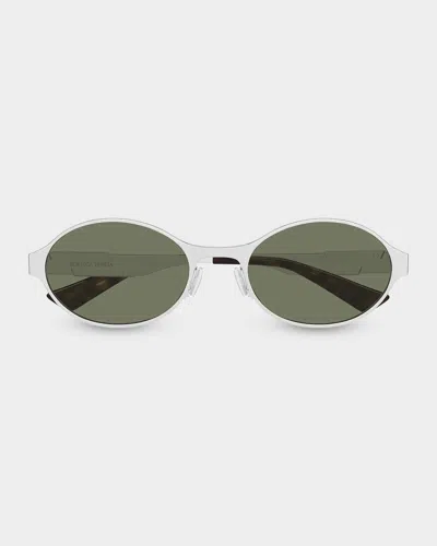Bottega Veneta 55mm Metal Oval Sunglasses In Metallic