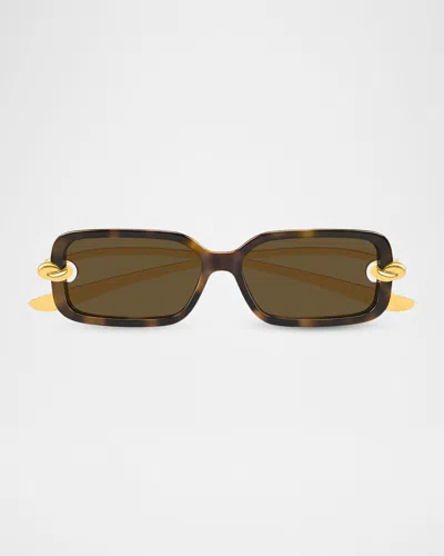 Bottega Veneta 56mm Bio-injected Rectangular Sunglasses In Brown