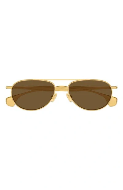 Bottega Veneta 56mm Geometric Sunglasses In Gold