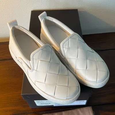 Pre-owned Bottega Veneta 578393 Womens Intrecciato White Leather Sneaker Shoe, Many Sizes