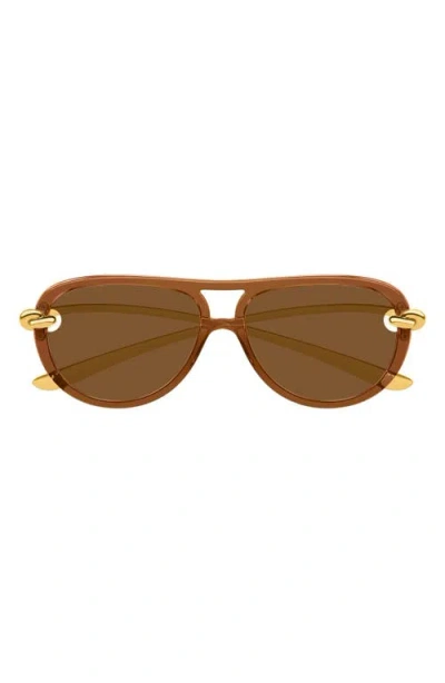 Bottega Veneta 58mm Pilot Sunglasses In Brown