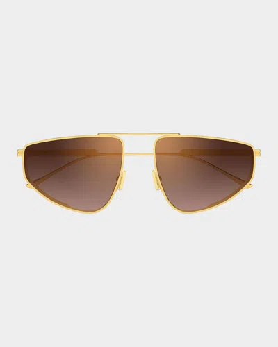 Bottega Veneta 59mm Aviator Sunglasses In Gold