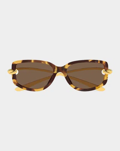 Bottega Veneta 59mm Knot Rectangular Sunglasses In Brown