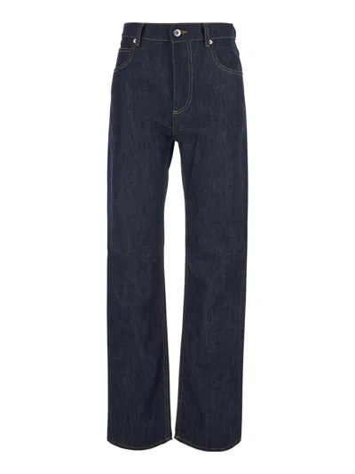 Bottega Veneta 5-pocket Cotton Jeans With Leather Back Tag In Blue