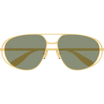 Bottega Veneta Cutout Metal Aviator Sunglasses In Gold