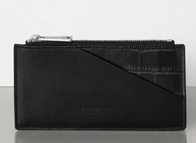 Pre-owned Bottega Veneta $630  Men's Zip-fastening Wallet Leather And Alligator 618956 In Black