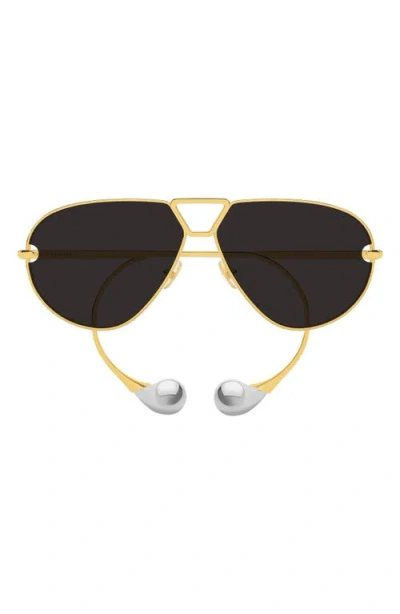 Bottega Veneta 64mm Aviator Sunglasses In Gold