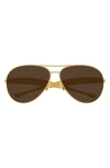 Bottega Veneta 64mm Oversize Pilot Sunglasses In Gold