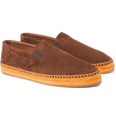 Pre-owned Bottega Veneta $650  Intrecciato Suede Espadrilles Brown Eu 45 407387 Vfca1 2509
