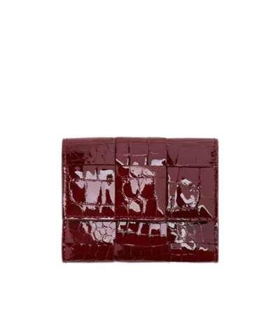 Bottega Veneta Tri-fold Zip Wallet In Red