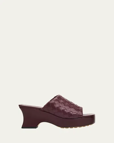 Bottega Veneta 70mm Rosita Intrecciato Leather Wedge Mules In Multi