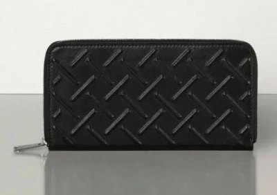 Pre-owned Bottega Veneta $740  Nappa19 Zip Around Leather Wallet Black 593217 Italy
