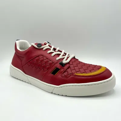 Pre-owned Bottega Veneta $750  Men's Red Leather Woven Lace Up Sneaker 46/us 13 496904 6501