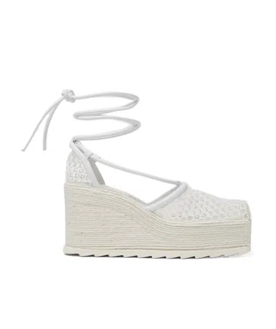 Bottega Veneta 80mm Mesh-detail Wedge Sandals In White