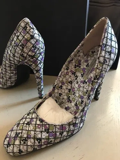Pre-owned Bottega Veneta $820  Women's Leather Shoes Flow. Print Multi- Color 8.5 Us In Multicolor