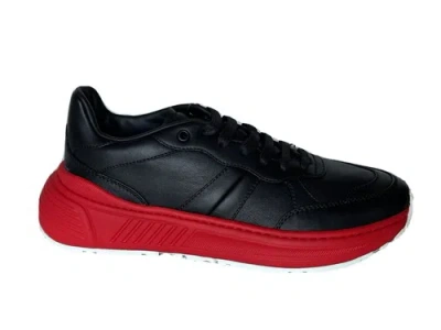 Pre-owned Bottega Veneta $850  Men's Black/red Leather Sneakers 9 Us (42 Euro) 565646