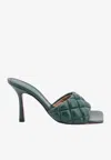 Bottega Veneta Bv Lido Green Quilted Leather Mules  Woman In Pine Green