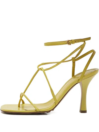 Pre-owned Bottega Veneta 95mm Leather Sandals In Yellow