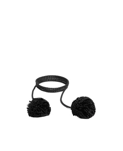 Bottega Veneta Pompom Coaxial Belt In Black