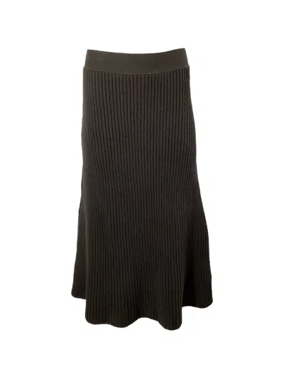 Pre-owned Bottega Veneta A-line Ribbed-knit Skirt In Brown