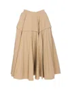 Bottega Veneta Pleated Midi Skirt In Sand