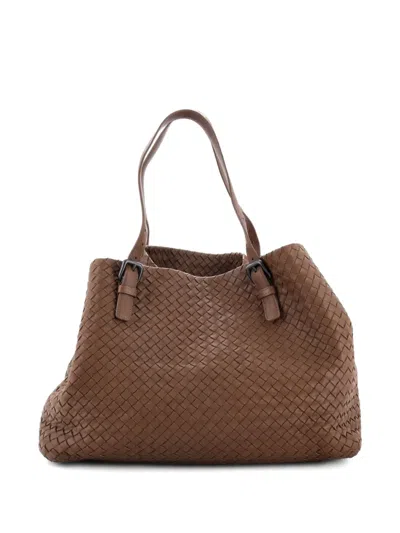 Pre-owned Bottega Veneta A-shape Intrecciato Nappa Large Tote Bag In Brown