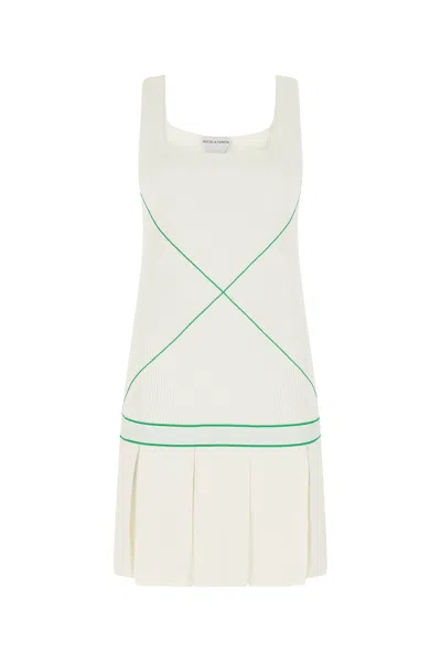 Bottega Veneta Sleeveless Square Neck X-stitching Tennis Dress In White