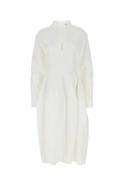 Bottega Veneta Viscose-linen Shirt Dress In White