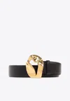Bottega Veneta Abstract Buckle Leather Belt In Black