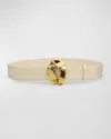 BOTTEGA VENETA ABSTRACT BUCKLED LEATHER BELT