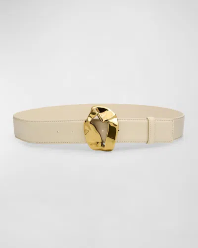 Bottega Veneta Abstract Buckled Leather Belt In String M Brass