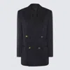 Bottega Veneta Womens Black Knot Peak-lapels Wool Blazer In Abyss