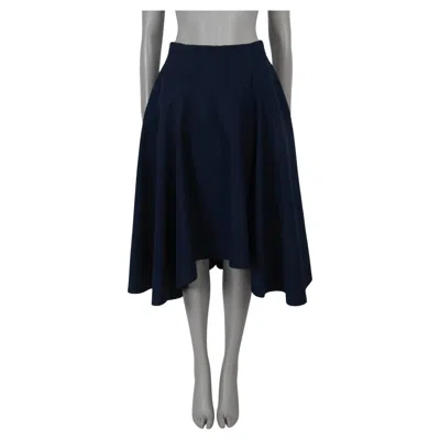 Pre-owned Bottega Veneta Abysse Blue Cotton 2022 High-low Canvas Midi Skirt 36 Xs To S