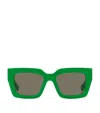 Bottega Veneta Womens Green 6j000394 Bv1212s Rectangle-frame Acetate Sunglasses In Green