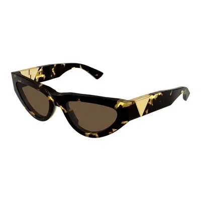 Bottega Veneta Acetate Havana Sunglasses In Black