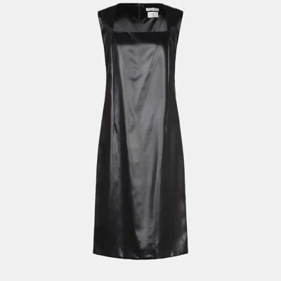 Pre-owned Bottega Veneta Acetate Midi Dress 42 In Black