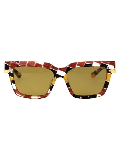 Bottega Veneta Acetate Multicolor Sunglasses In Brown