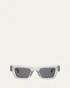 Bottega Veneta Acetate Rectangle Sunglasses With Hardware Accents In Crystal