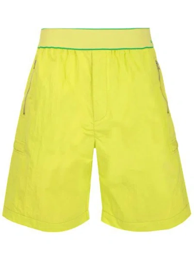 Bottega Veneta Acid Green Nylon Bermuda Shorts In Yellow