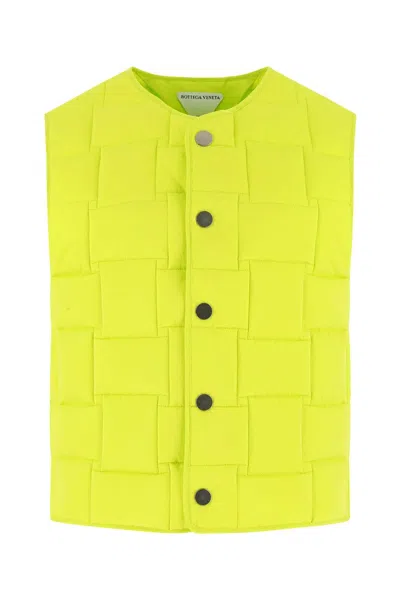 Bottega Veneta Acid Green Nylon Padded Vest In Yellow