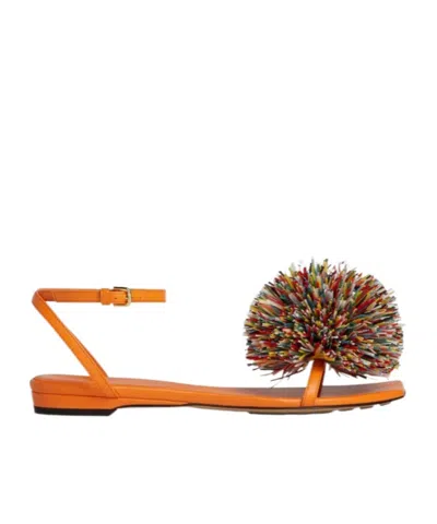 Bottega Veneta Orange Leather Adam Sandals In Multi