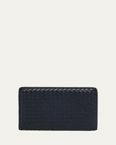 Bottega Veneta Agenda Leather Clutch Bag In Blue