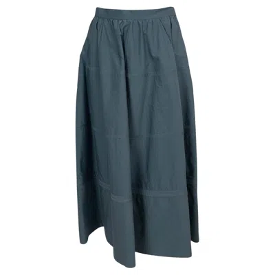 Pre-owned Bottega Veneta Airforce Blue Cotton 2018 Panelled Midi Skirt 40 S